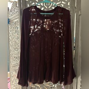 Patrons of Peace Deep Wine Lace Blouse